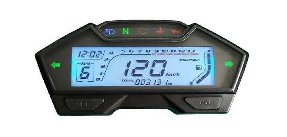 Motorcycle Speedometer Digital LCD Gauge with Odometer and Tachometer 12V MultiFunction Display