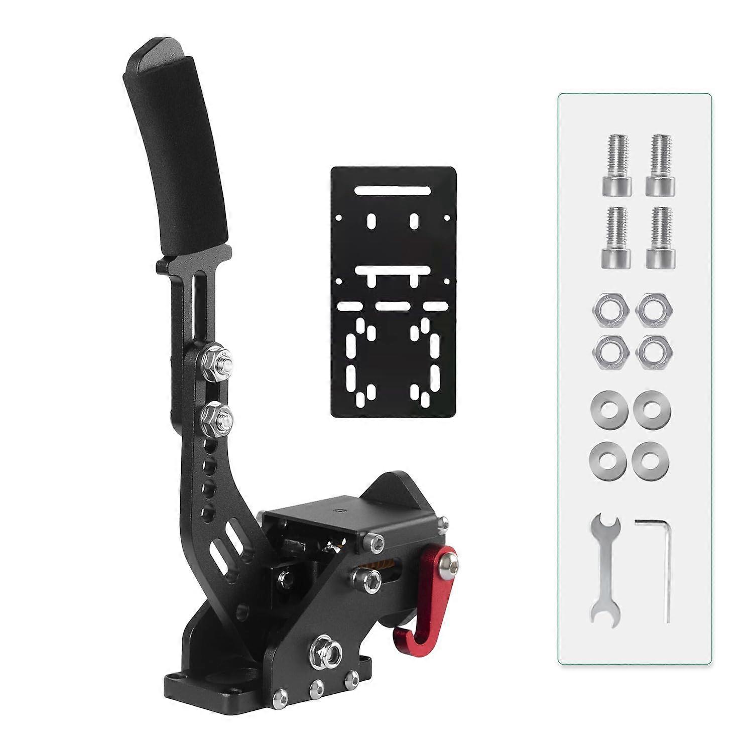 Sim Racing Handbrake 16Bit USB for PC Racing Games, Adjustable Height, Compatible with Logitech and Thrustmaster, Black + Plate