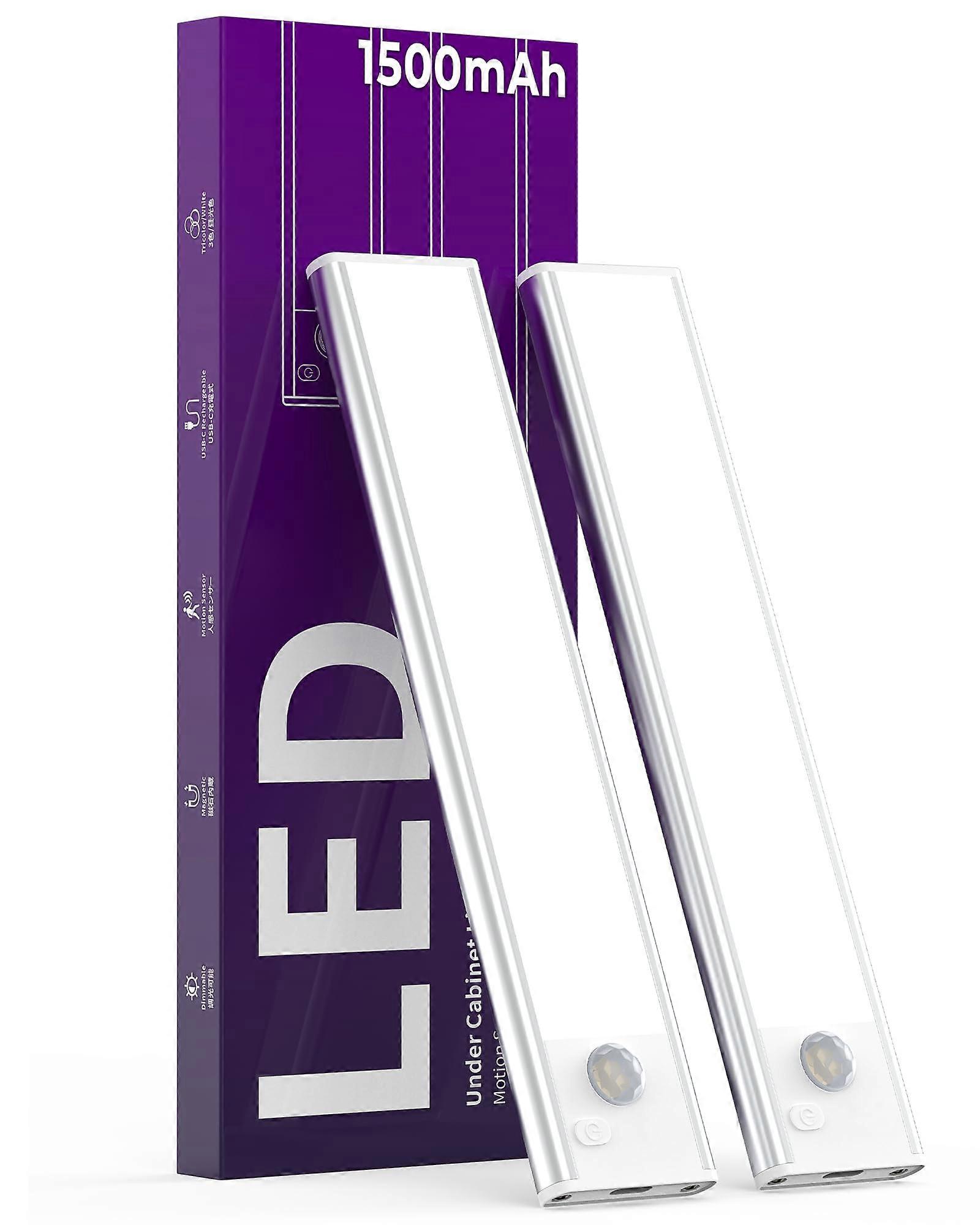 Under Cabinet Lighting with Smart Motion Sensor, USBC Rechargeable LED Closet Light, 2 Pack White