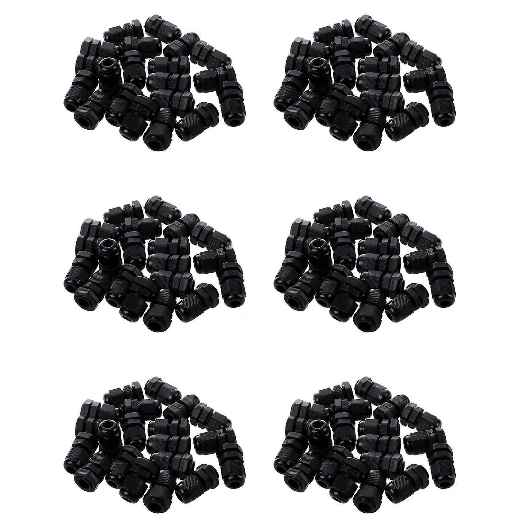 120 Pieces Black Plastic Waterproof Cable Gland Connector PG7