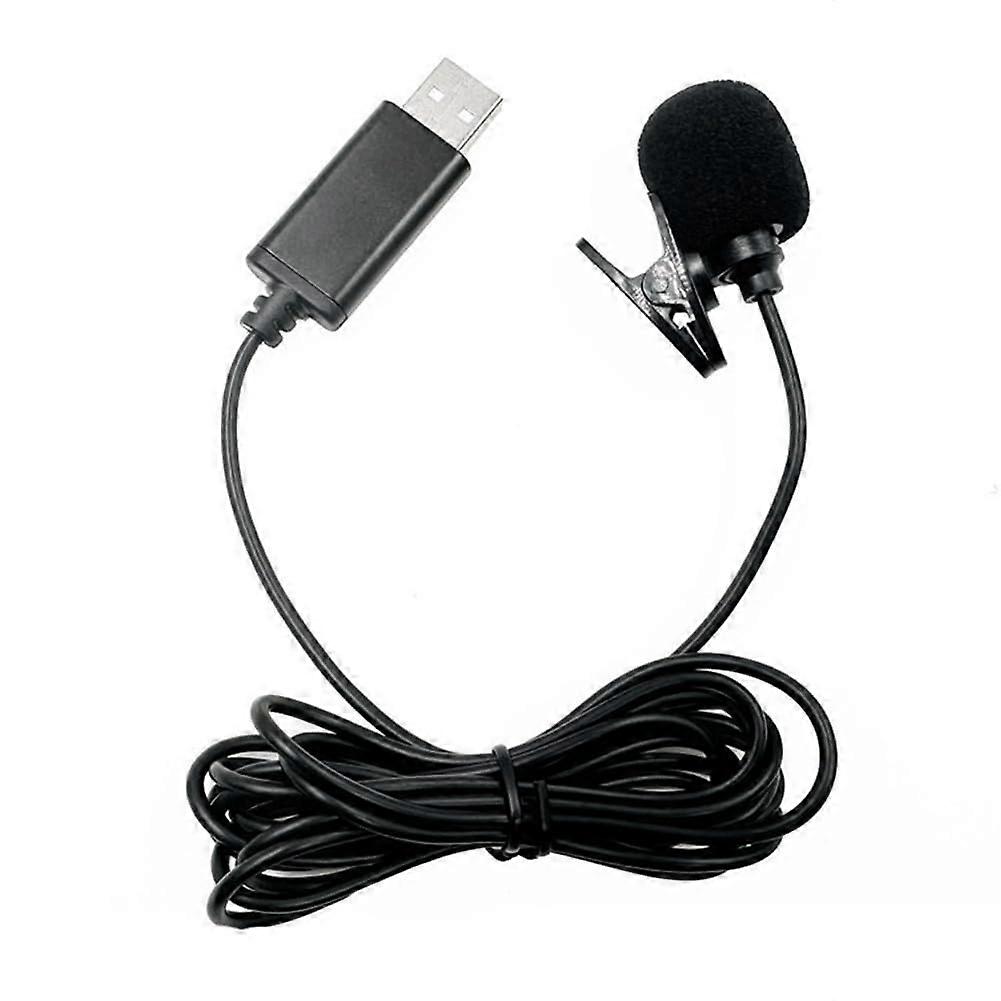 USB Lavalier Lapel Microphone Omnidirectional Wired ClipOn Mic Plug and Play for Computer PC Laptop 2M Cable