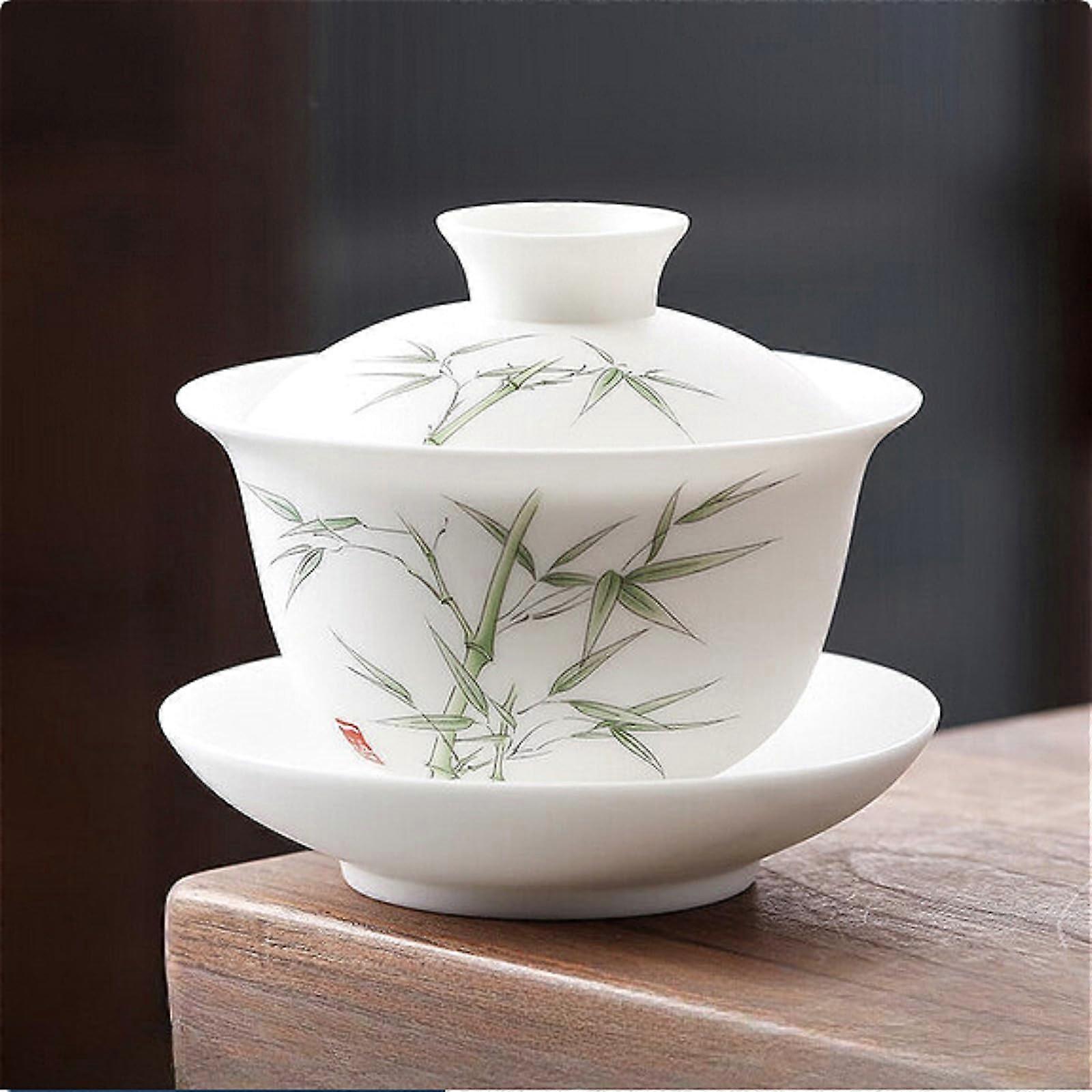 White Porcelain Kungfu Tea Set 180ml Gaiwan Jingdezhen Handcrafted for Authentic Tea Ceremony