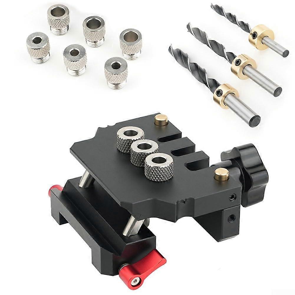 Self Centering Doweling Jig with Adjustable Depth Stop and 6/8/10mm Bits for Woodworking Assembly
