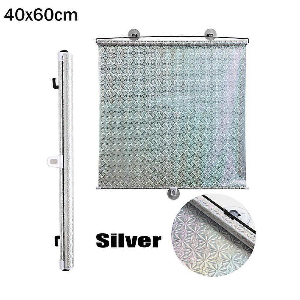 Rideaux �� roulettes Blackou argent��s, 2 pi��ces, pare-soleil r��tractable r��sistant aux UV, sans clous, avec 3 ventouses, pour la maison, le b