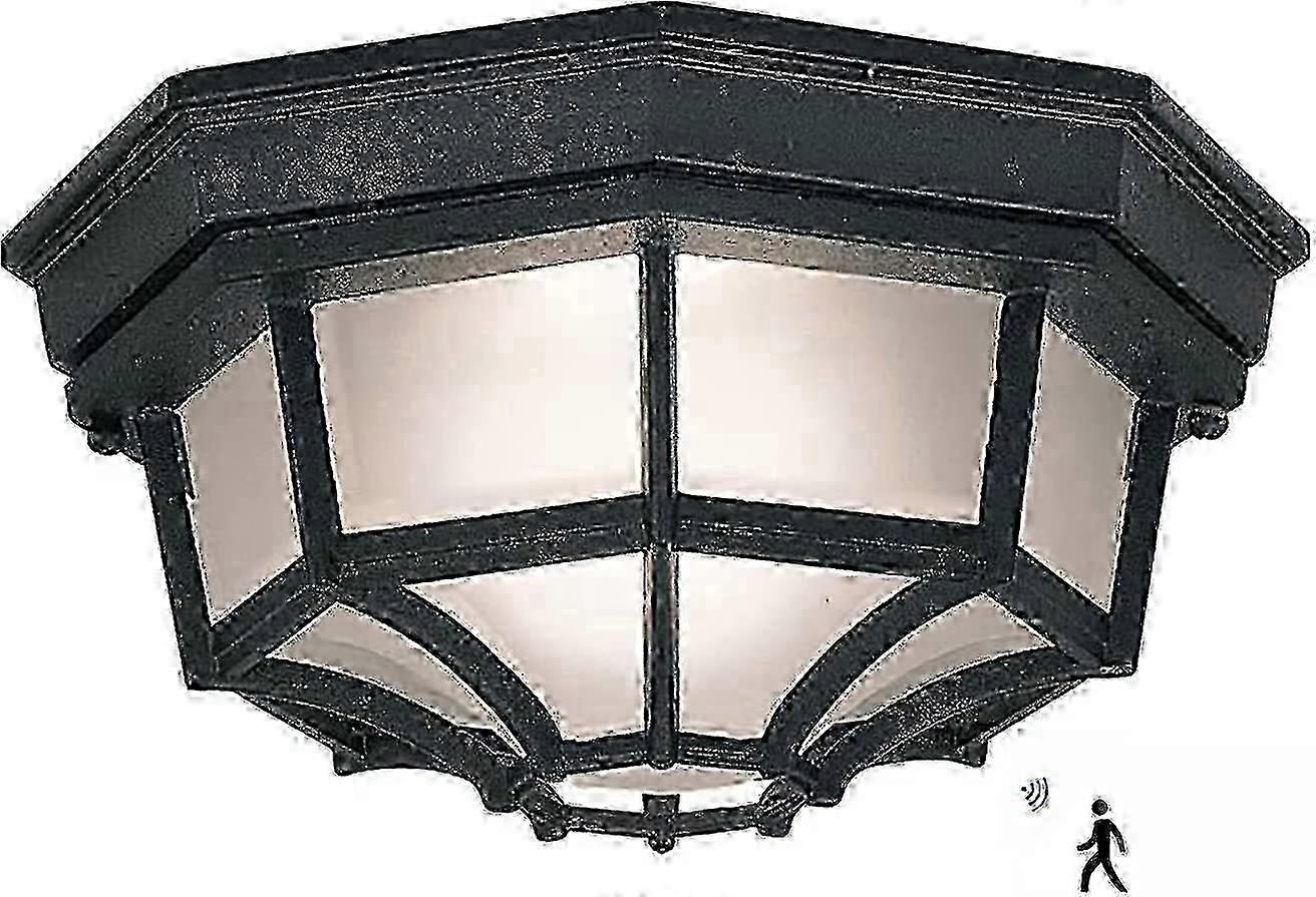 Black Metal Outdoor Wall Light with Integrated Motion Detection