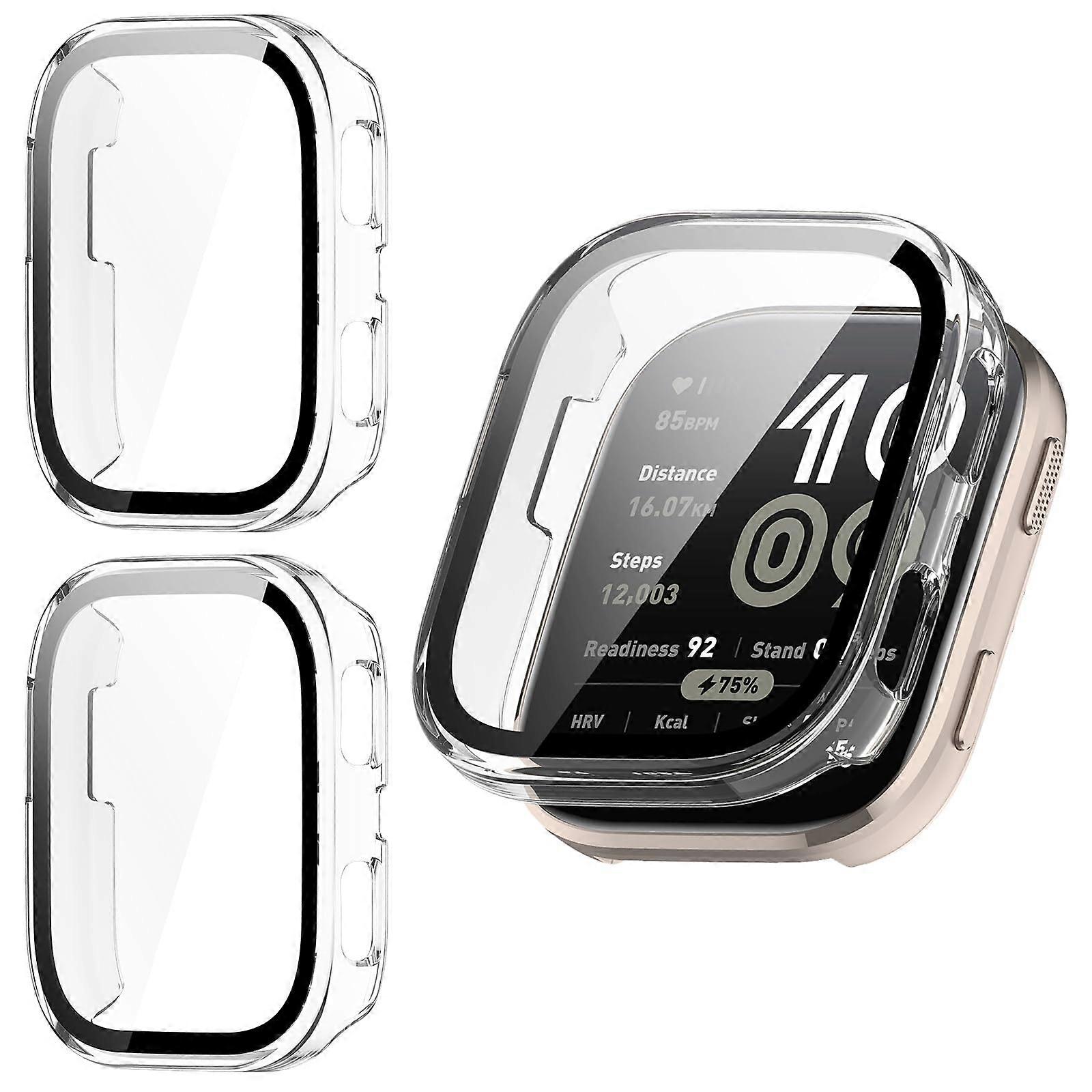 2 Pack Screen Protector Case with Builtin Tempered Glass Full Coverage Bumper Clear for Amazfit Bip 6
