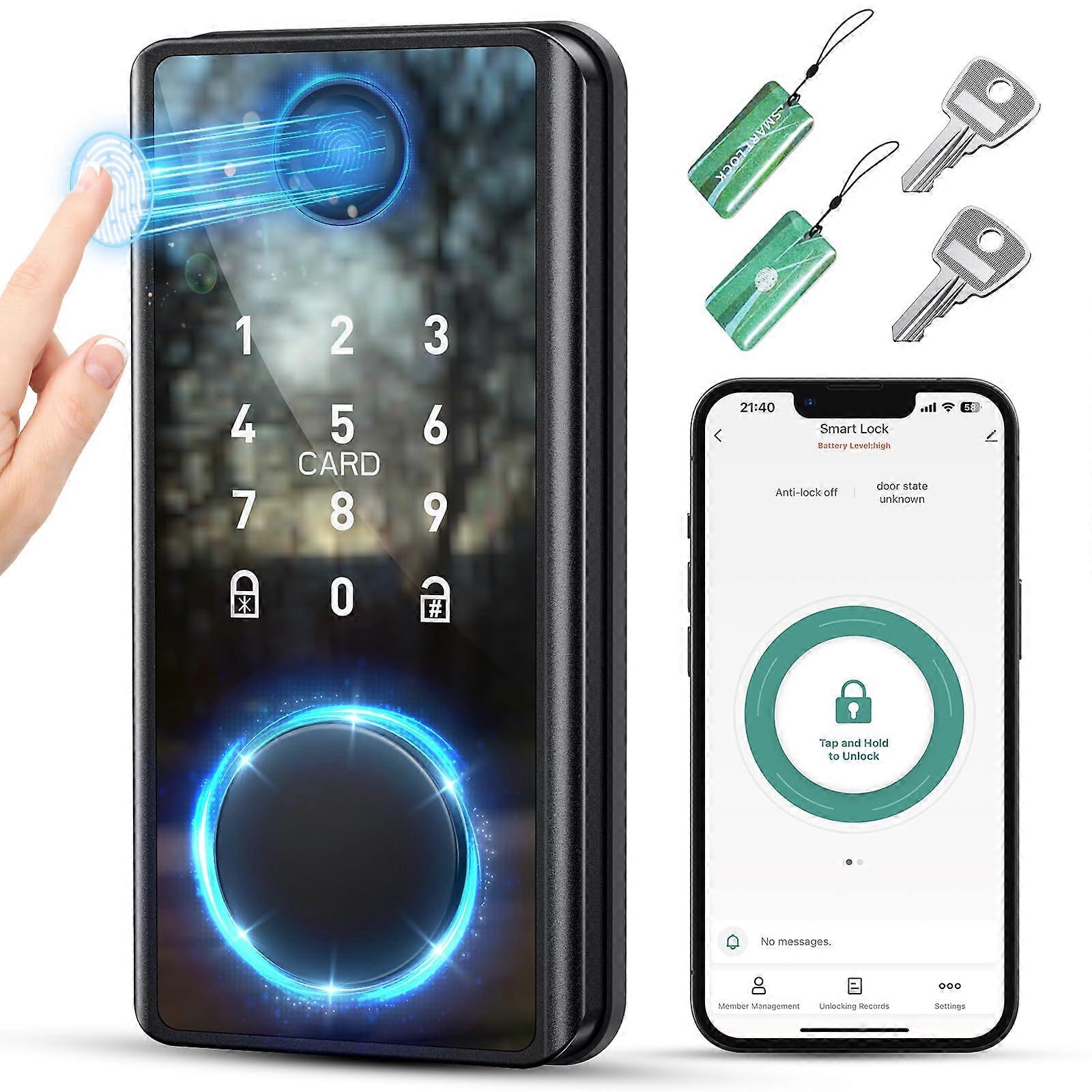 Smart Door Lock with Fingerprint, Keypad and App Control, AutoLock Smart Deadbolt for Home