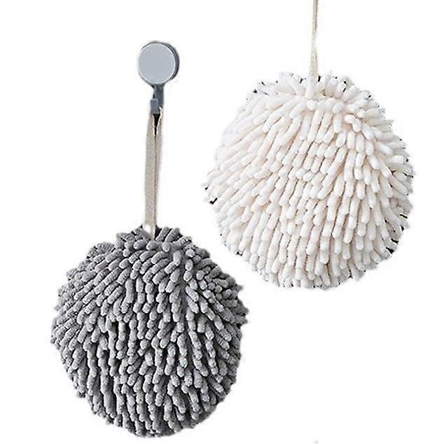 Soft Absorbent Bath Towels Set of 2 White and Gray Plush Decorative Hand Towels for Bathroom