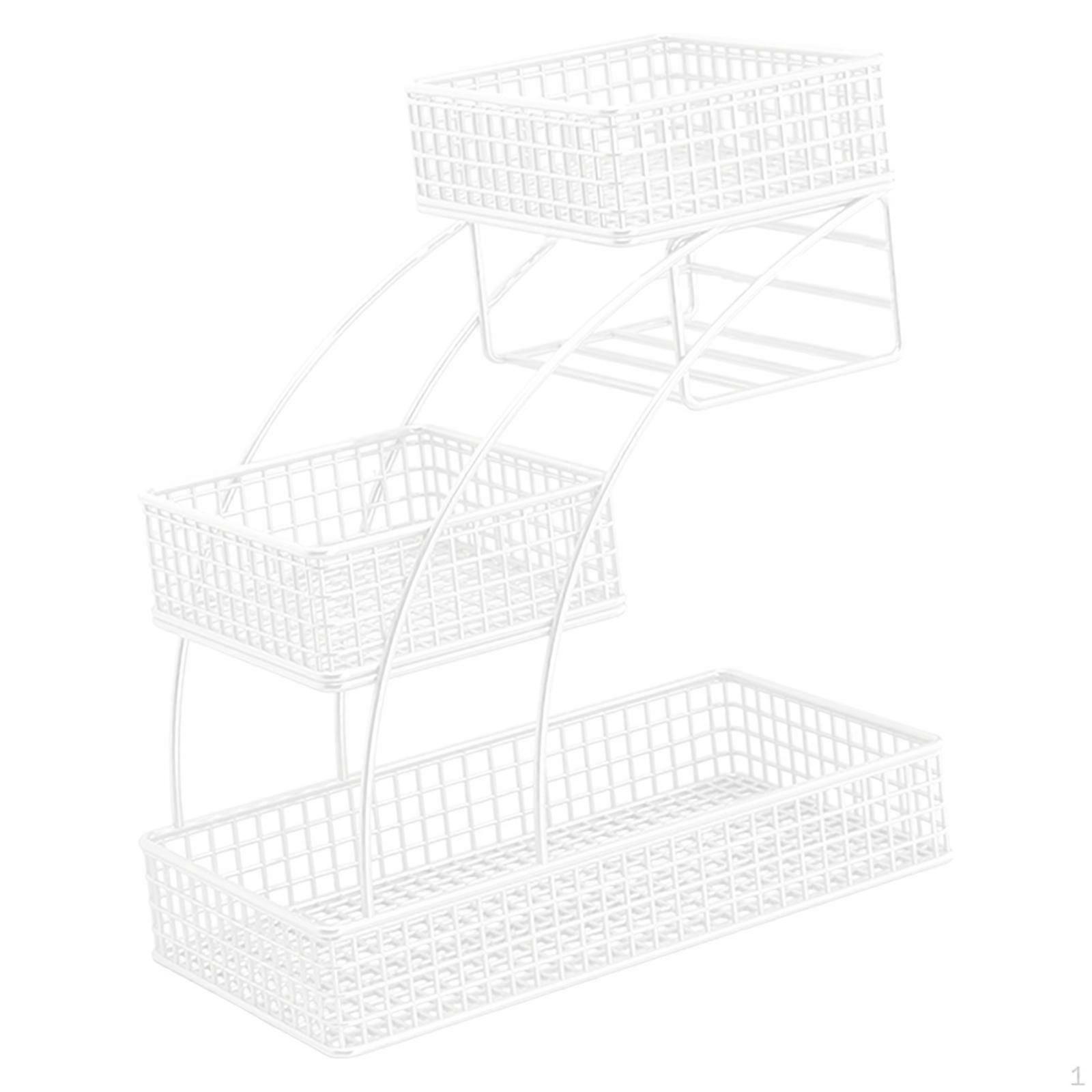 3-Tier Decorative Iron Fruit Basket, Vegetable Bread And Snack Elegant Large Capacity