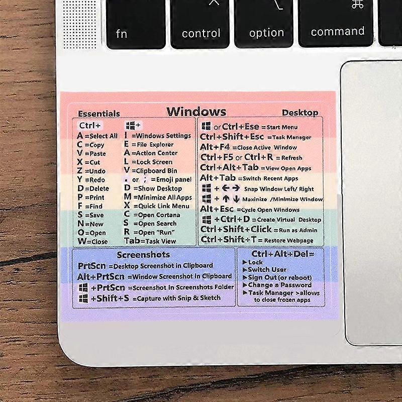 Windows Keyboard Reference Shortcut Cheat Sheet Sticker Water Proof Rainbow