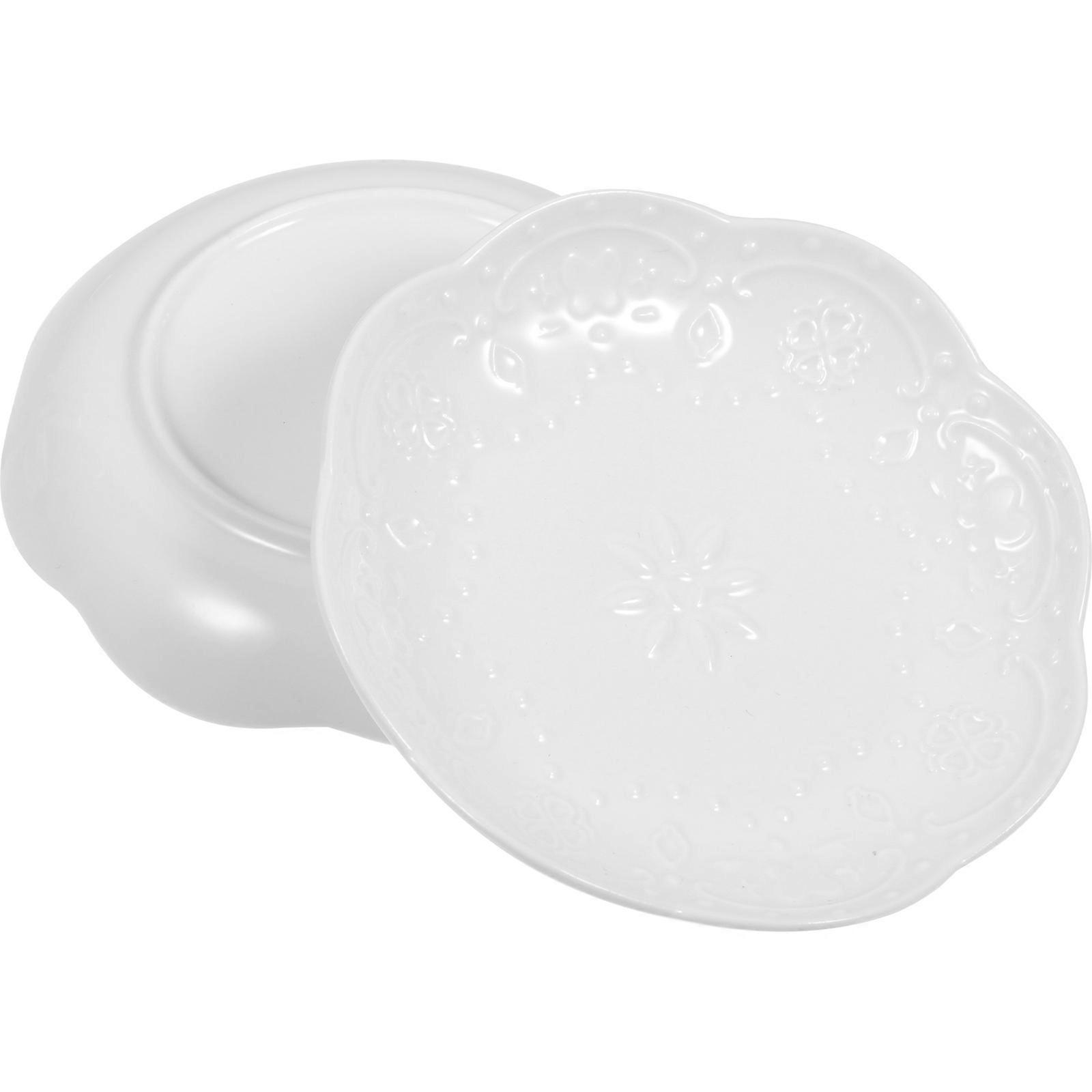 Ceramic Sauce Dish 2Pcs Multipurpose Small Plates White Design for Everyday Use