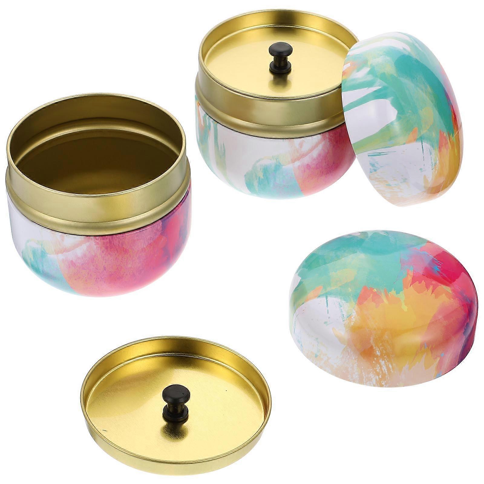 Metal Tea Box Tea Can for Storage 2Pcs Sealed Tinplate Candy Boxes