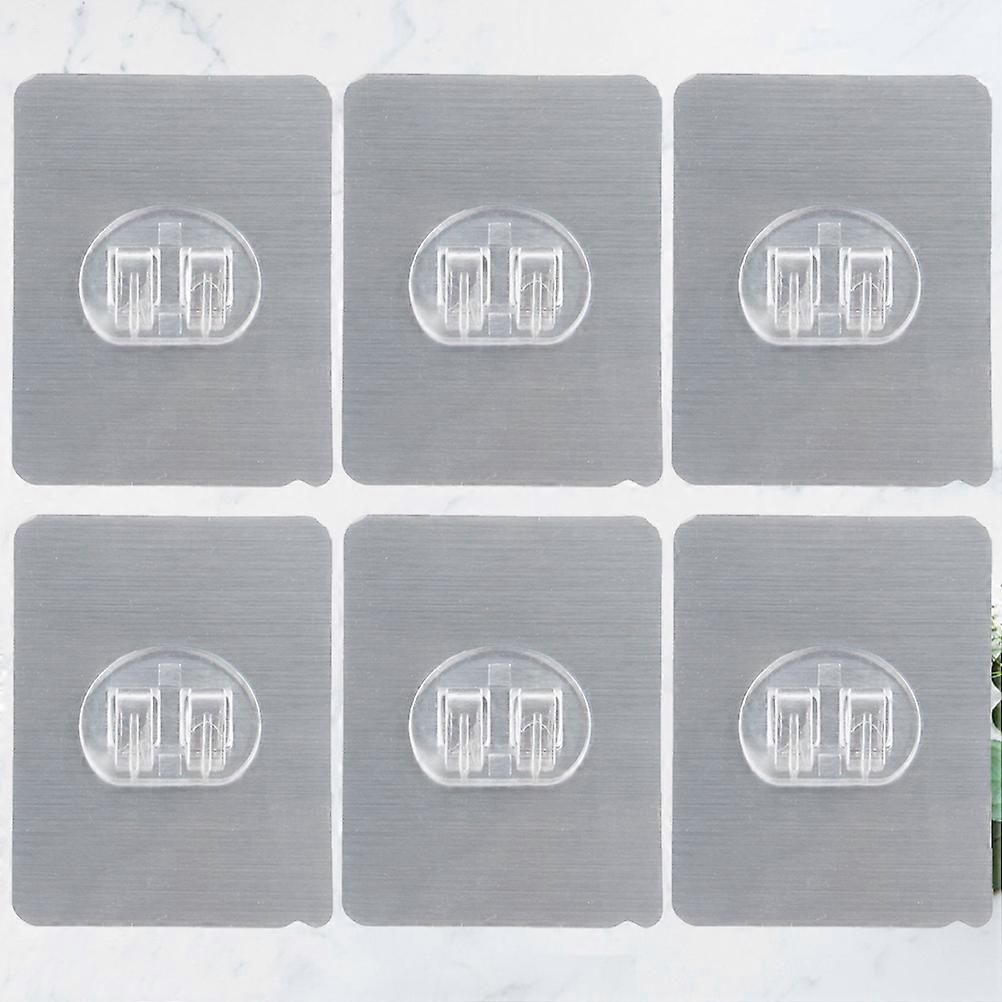 Waterproof Adhesive Hook Double PVC Hook for Hanging 6Pcs Silver
