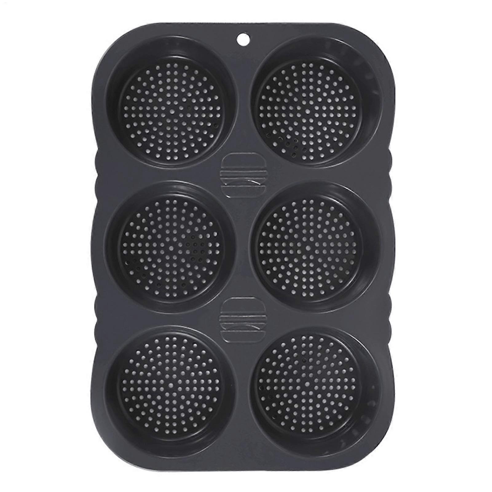 Silicone Burger Bun Mold 6 Hole Nonstick  Temp Resistant Reusable Hamburger Bread Pan