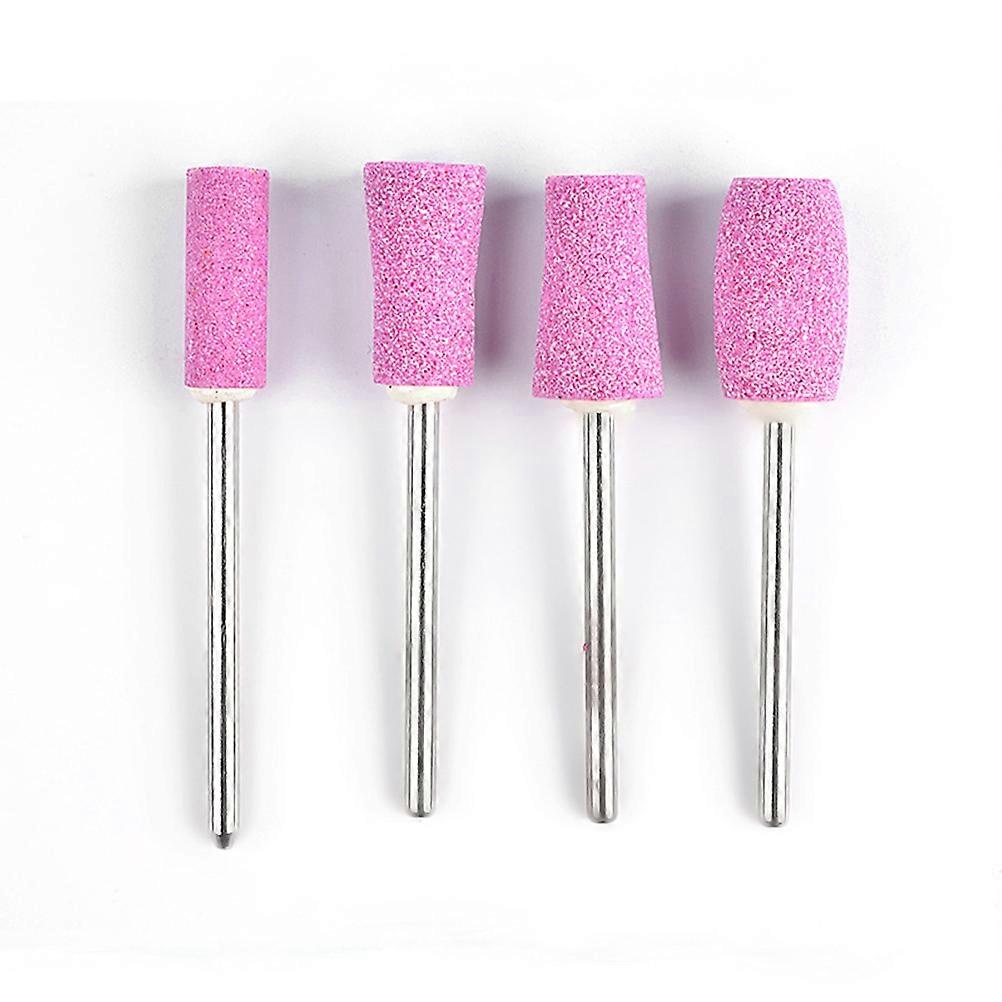 Pink Nail Grinding Head for Reshaping Nails 12Pcs Quartz File Drill Bit Tools