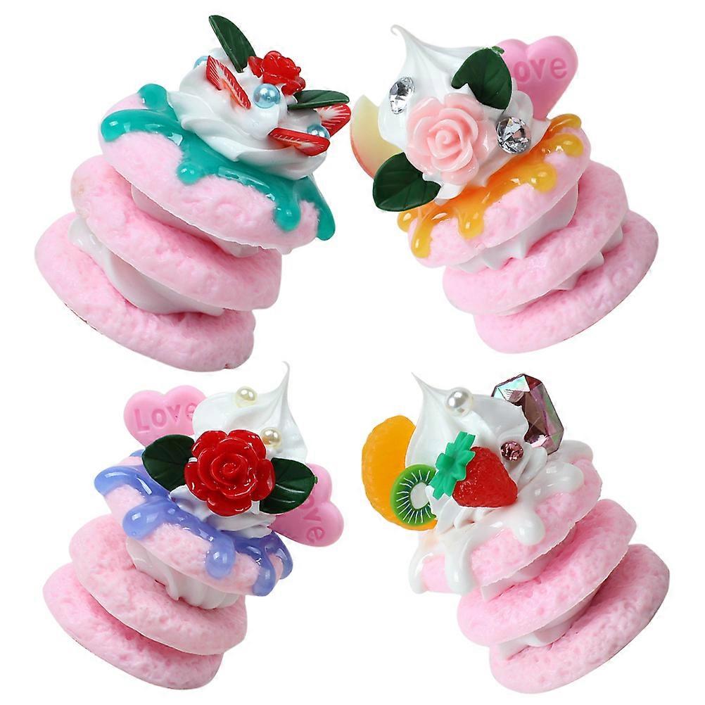 4Pcs Artificial Sandwich Biscuit Model for Decor with Realistic PVC Material