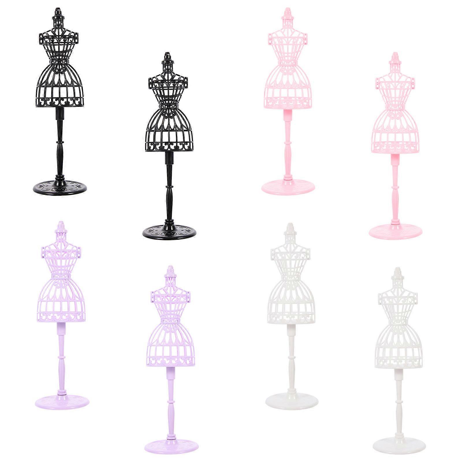 Mini Doll Dress Stand Plastic Mannequin Model for Storage 8Pcs Set