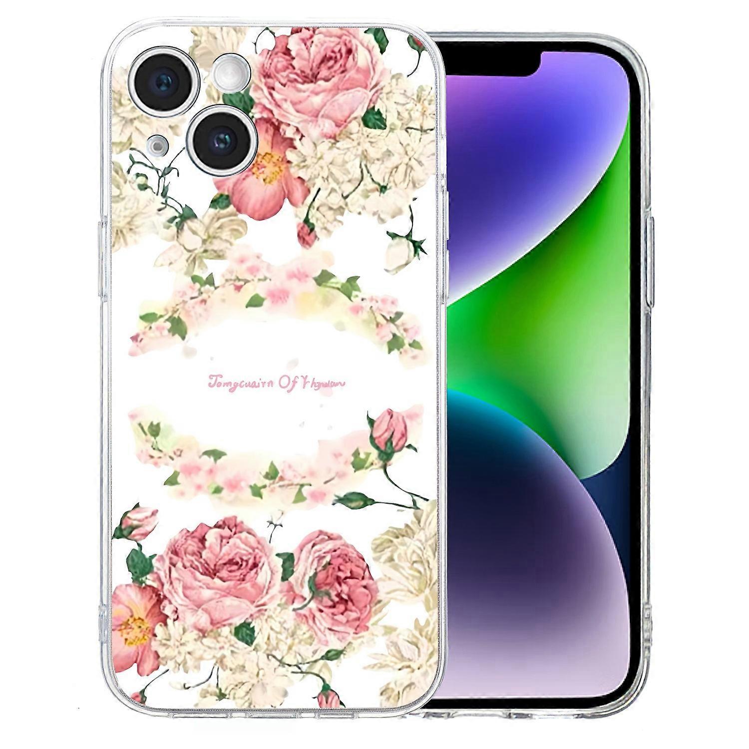 For iPhone 14 Case Pattern Printing Flexible TPU Slim Phone Cover