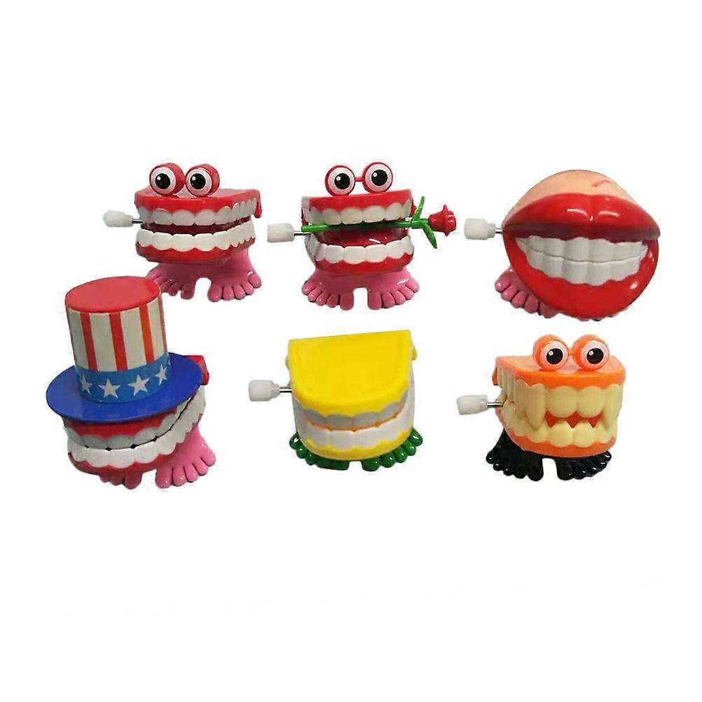 Teeth Shape Toy 6 Pcs Wind Up Jumping Clockwork Educational Fun Assorted Color For Child Playtime