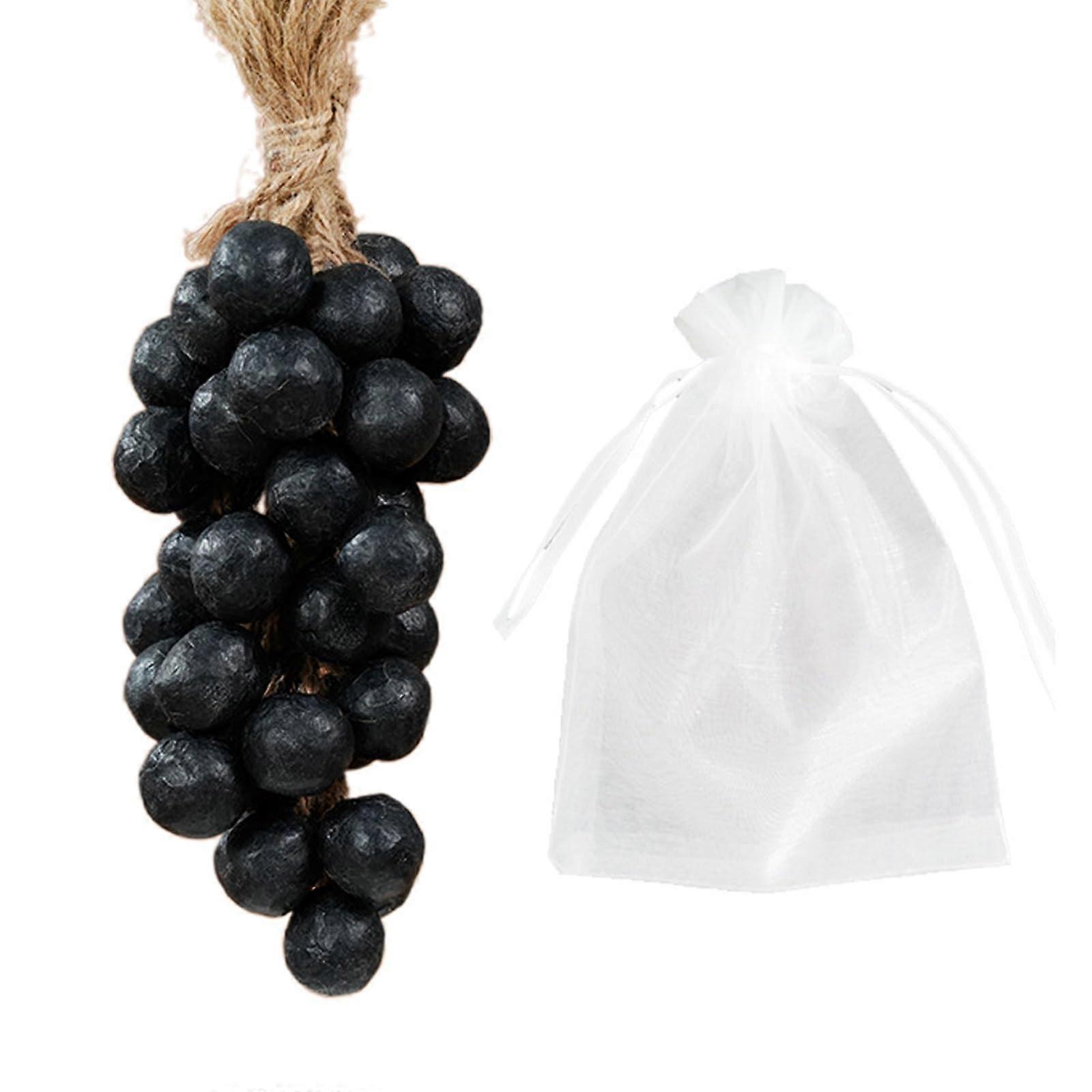 Grape Soap on a Rope Black Handmade Decorative Grape Cluster Bar for Bathroom Decor Gift Box