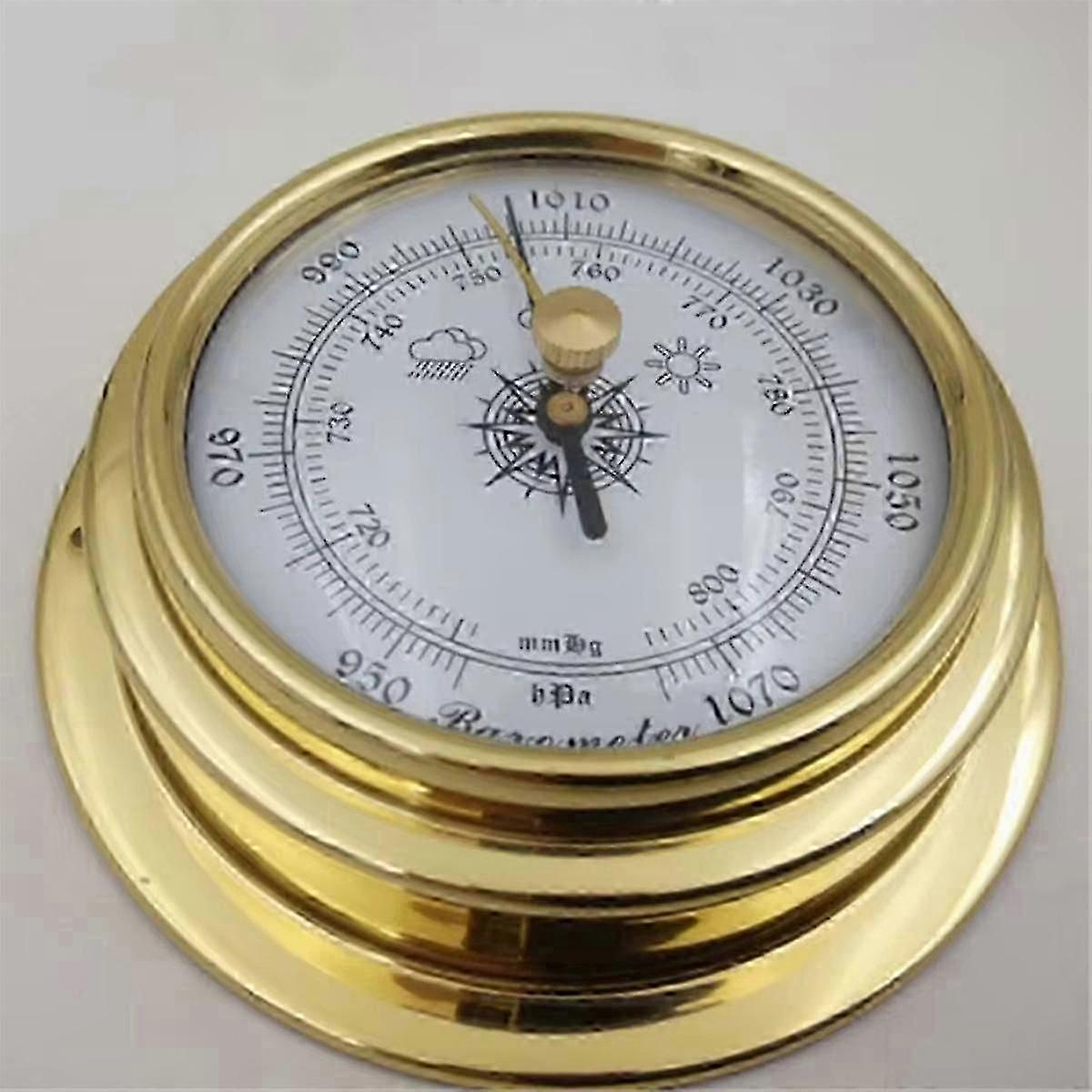 4 st båtbarometer klocka termometer hygrometer väderstation väggmontering typ mässing för vitt guld