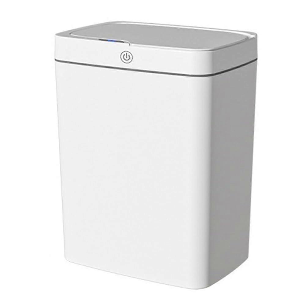 Touchless Sensor Trash Can with Lid for Kitchen and Bathroom, 15L Motion Activated Garbage Bin White