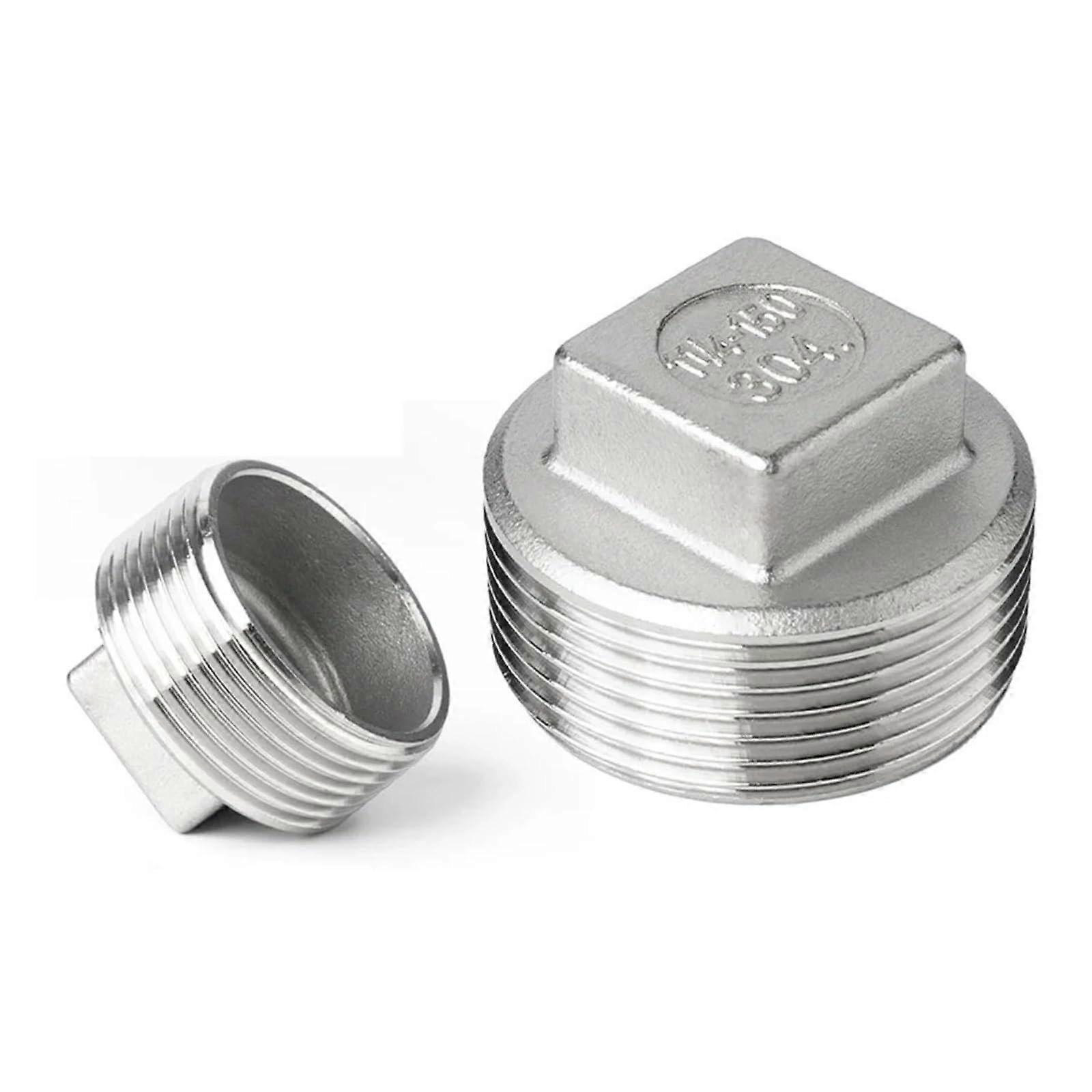 SS304 Stainless Steel Pipe Cap 1/4 Inch Square Head Threaded Fitting Corrosion Resistant