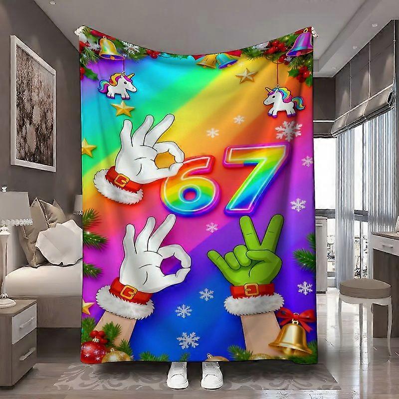 67 Christmas Hand Gesture Pattern Digital Print Flannel Blanket  Oversized Plush Blanket