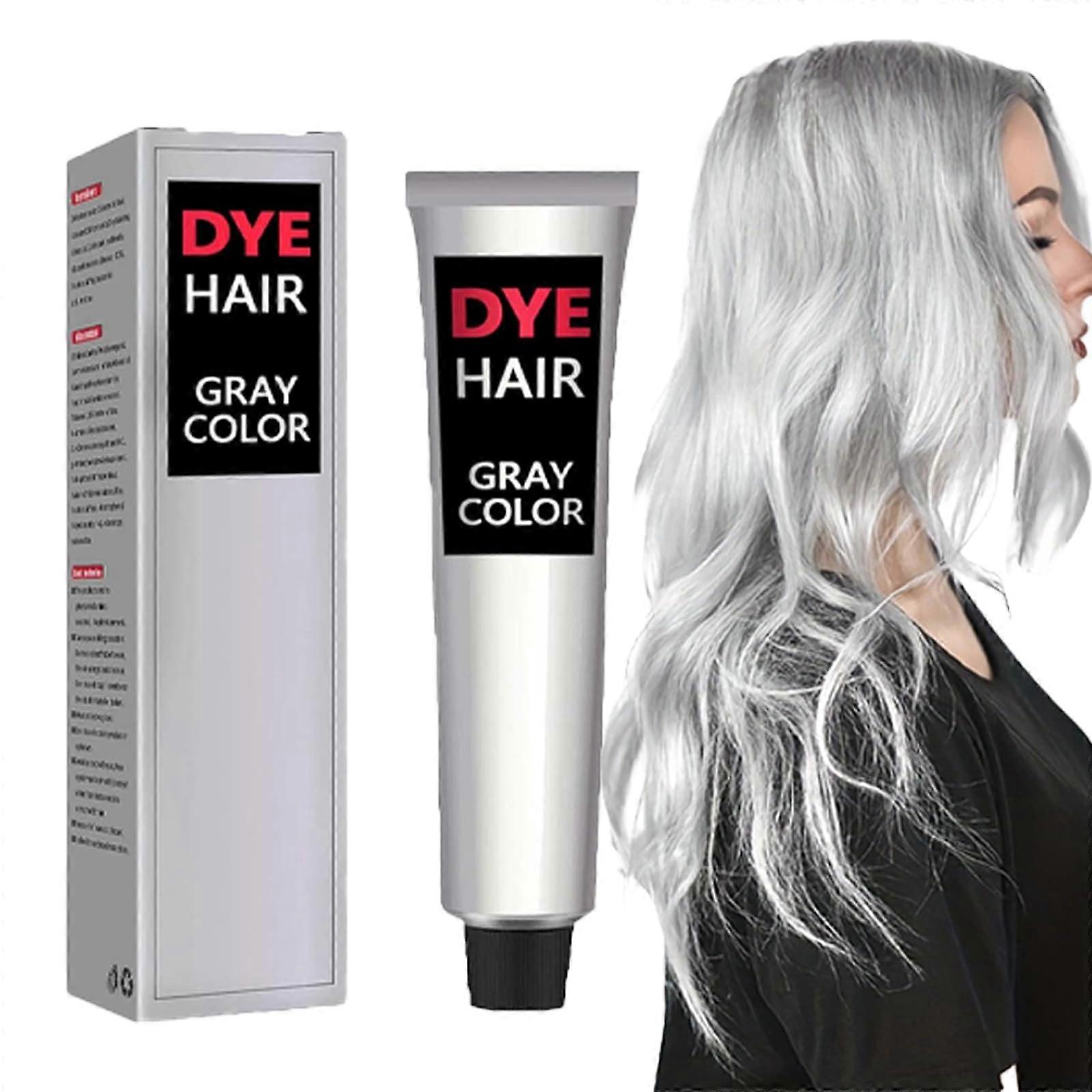 Permanent Silver Gray Hair Dye Cream for All Hair Types, Even Coverage, LowPrep, 1PC