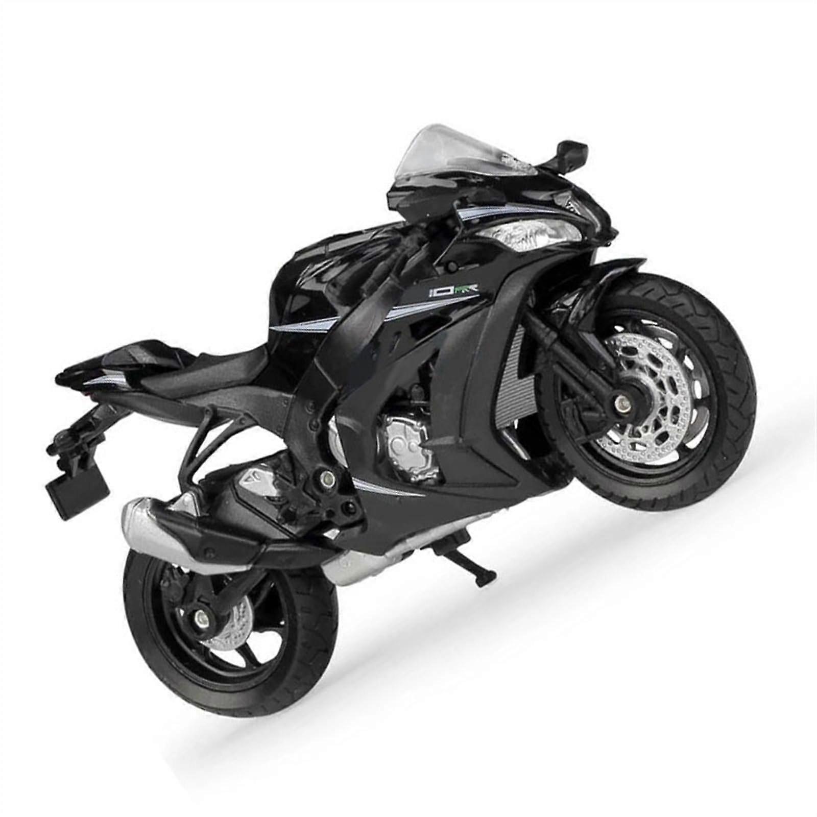 Diecast Motorcycle Model 1:18 Black Alloy Collectible with Rubber Tires