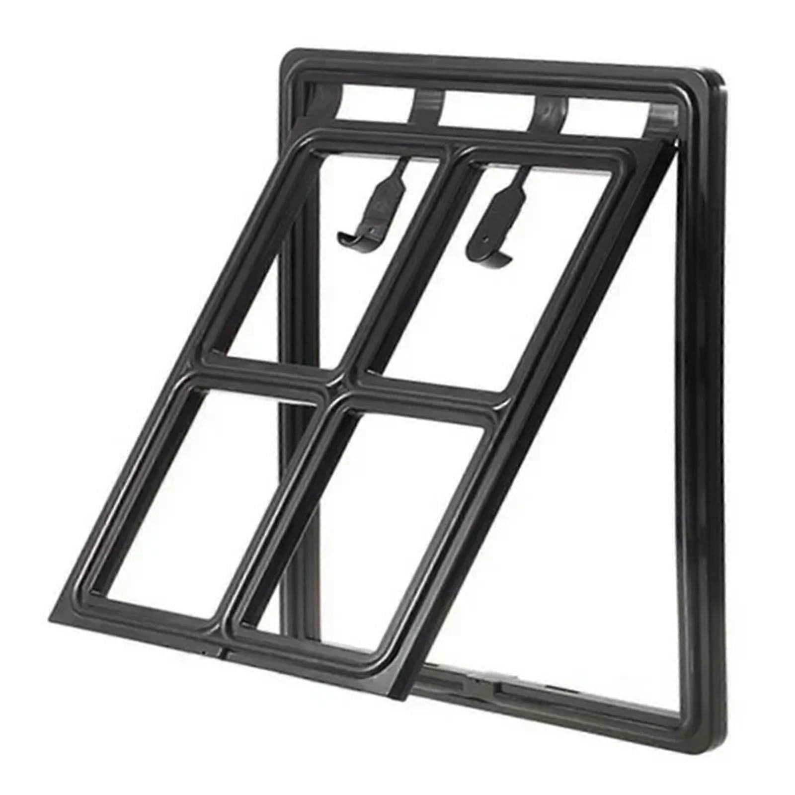 Lockable Cat Door Pet Screen with Flap for Secure Window Access, Large Black 45.5x35.5cm