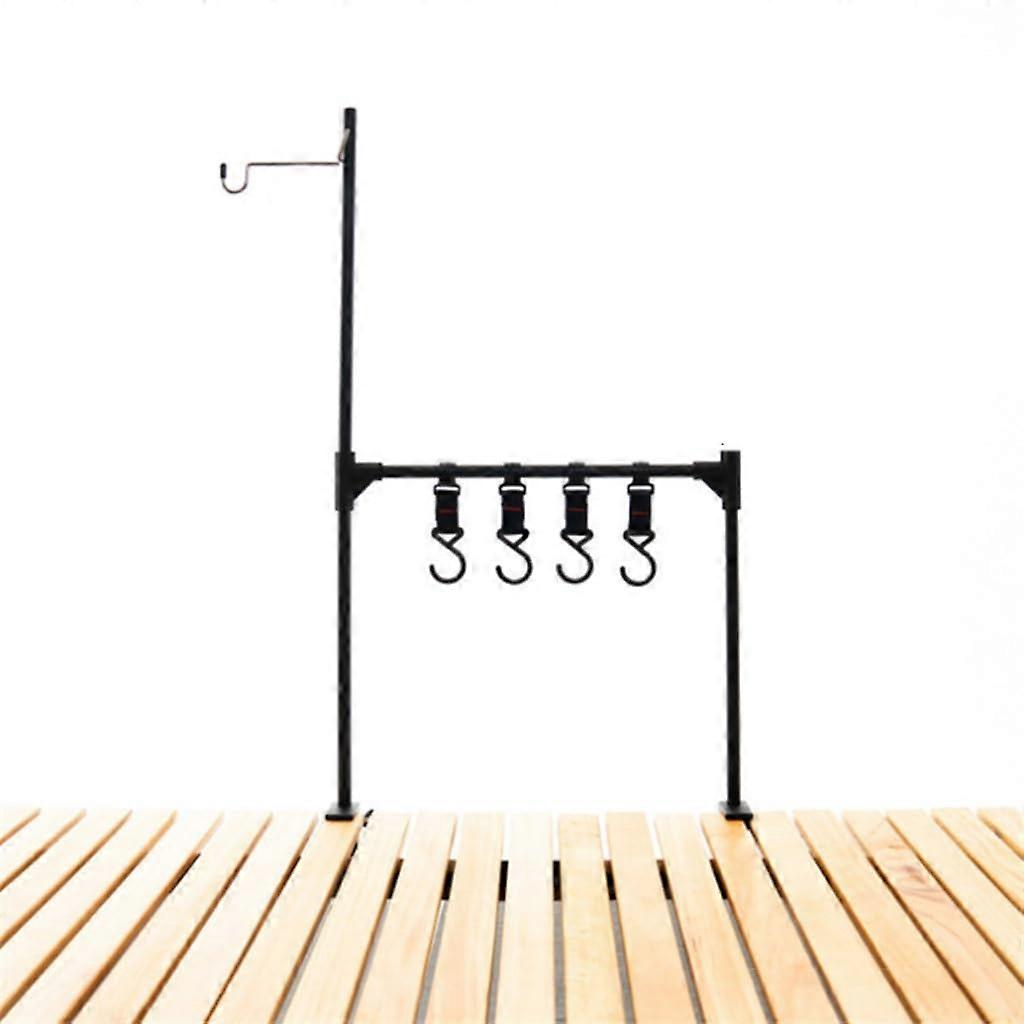 Camping Hanging Rack with Hooks, Foldable Aluminum Cookware Organizer Shelf for Outdoor Camping