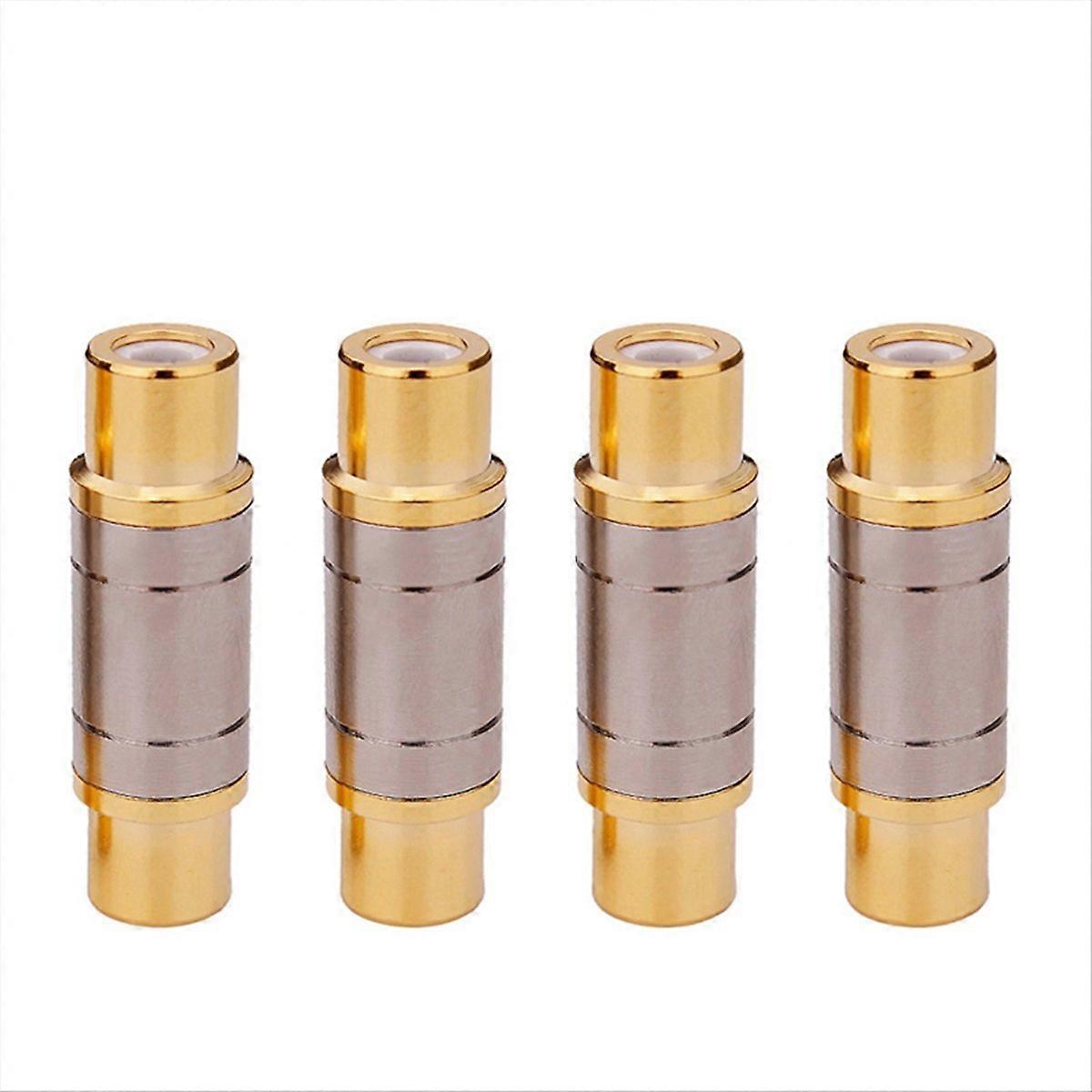 4 Stück Stecker Vergoldete gerade Buchse Adapter