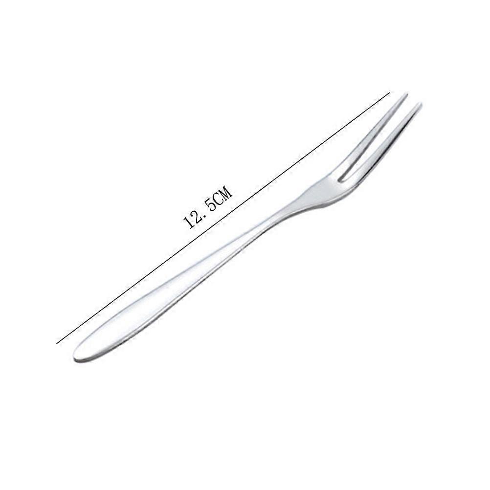 Silver Fruit Fork Stainless Steel for Children Use 5Pcs Reusable Cake Fork