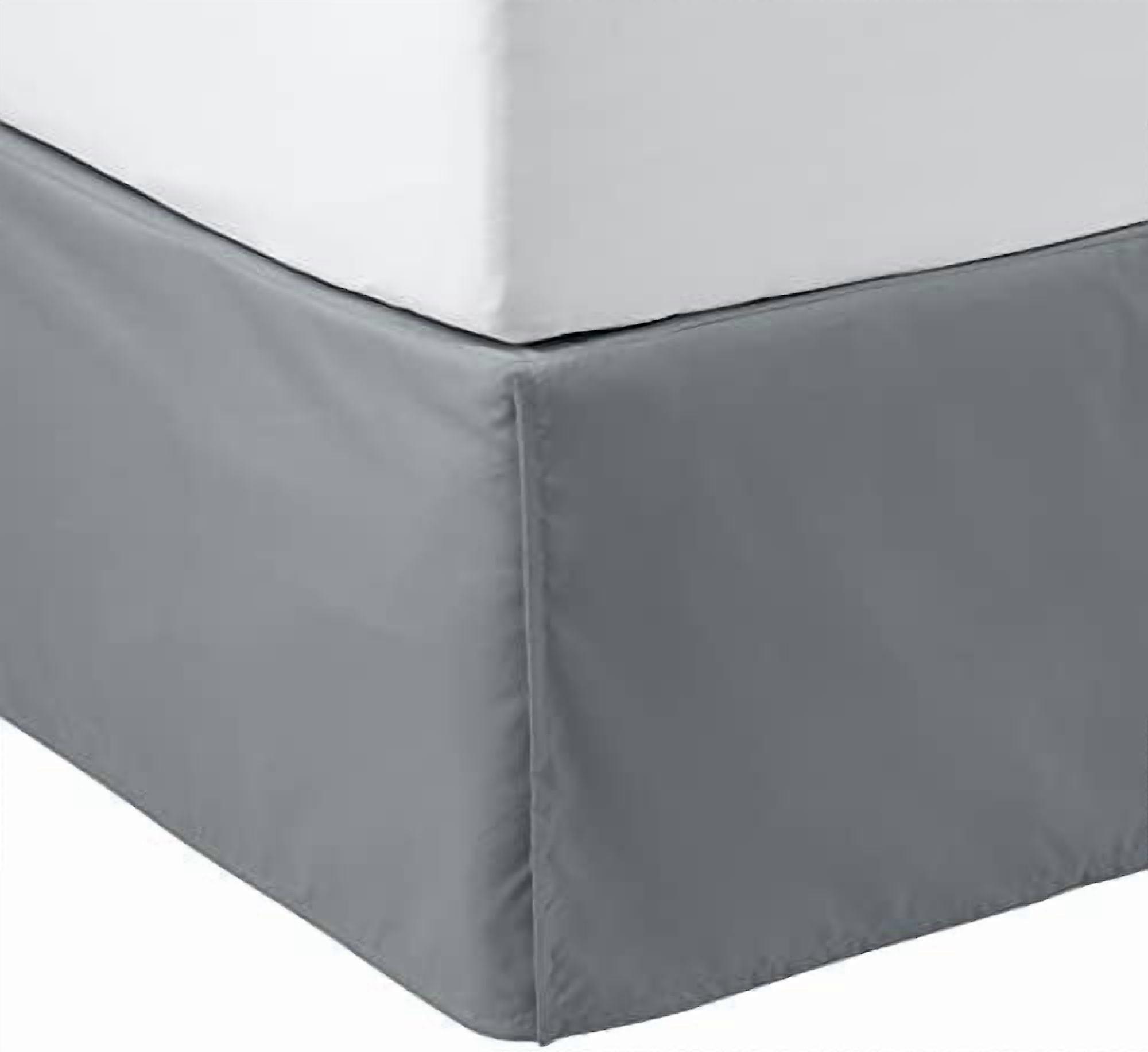 Lightweight Pleated Bed Skirt, Queen, Dark Grey, Solid
