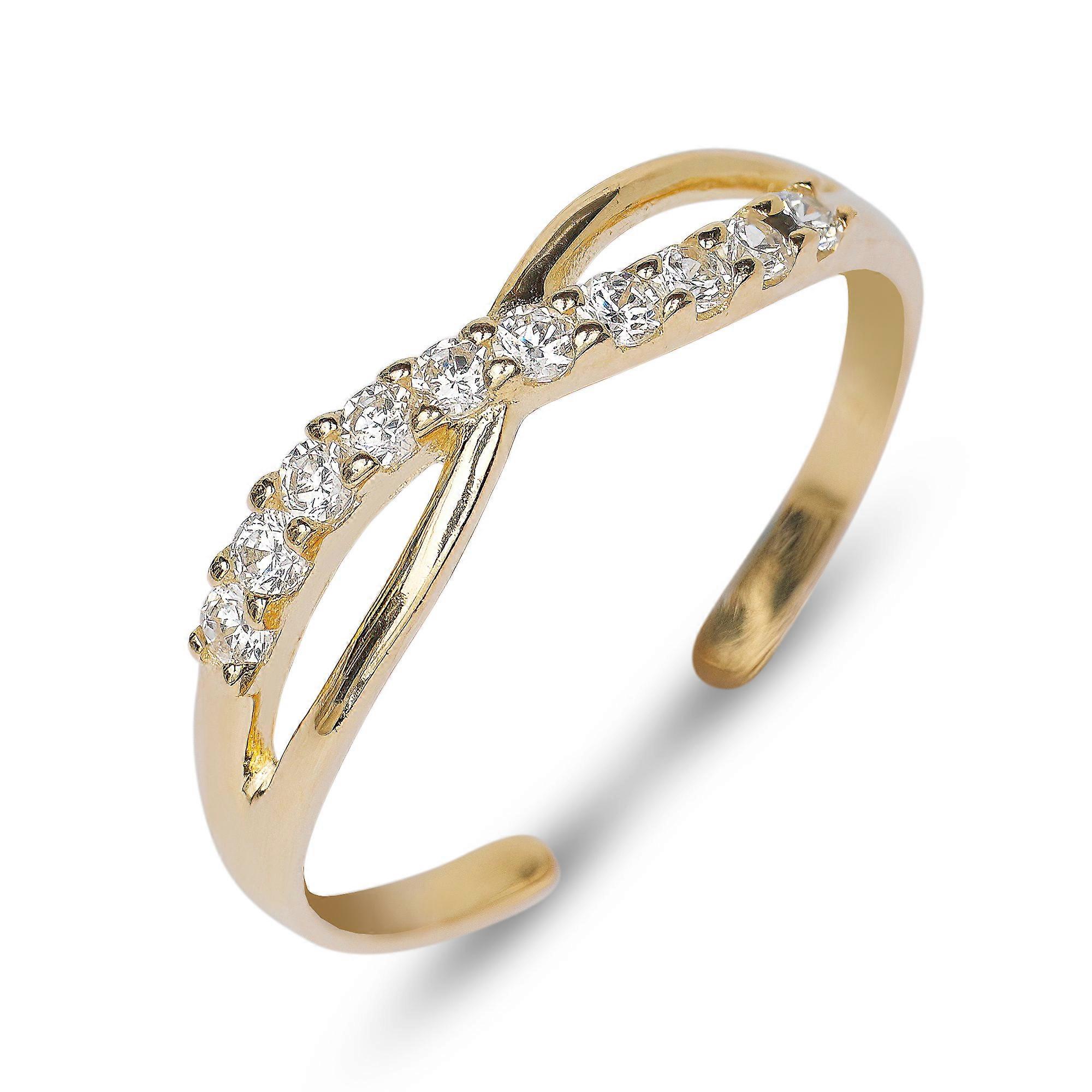 Solid 10K Gold Adjustable Cubic Zirconia Infinity toe ring toe ring for Women