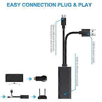 TV Ethernet Adapter Micro USB to Rj45 Network Card 1 Unit Black
