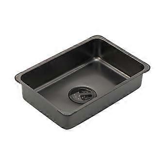 Pia portátil de aço inoxidável com tampa de drenagem para camping e cozinha externa.