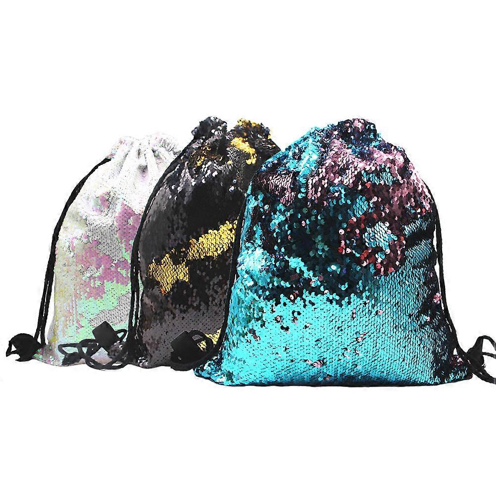 Drawstring Backpack Polyester Sequin Bag for Storing Things
