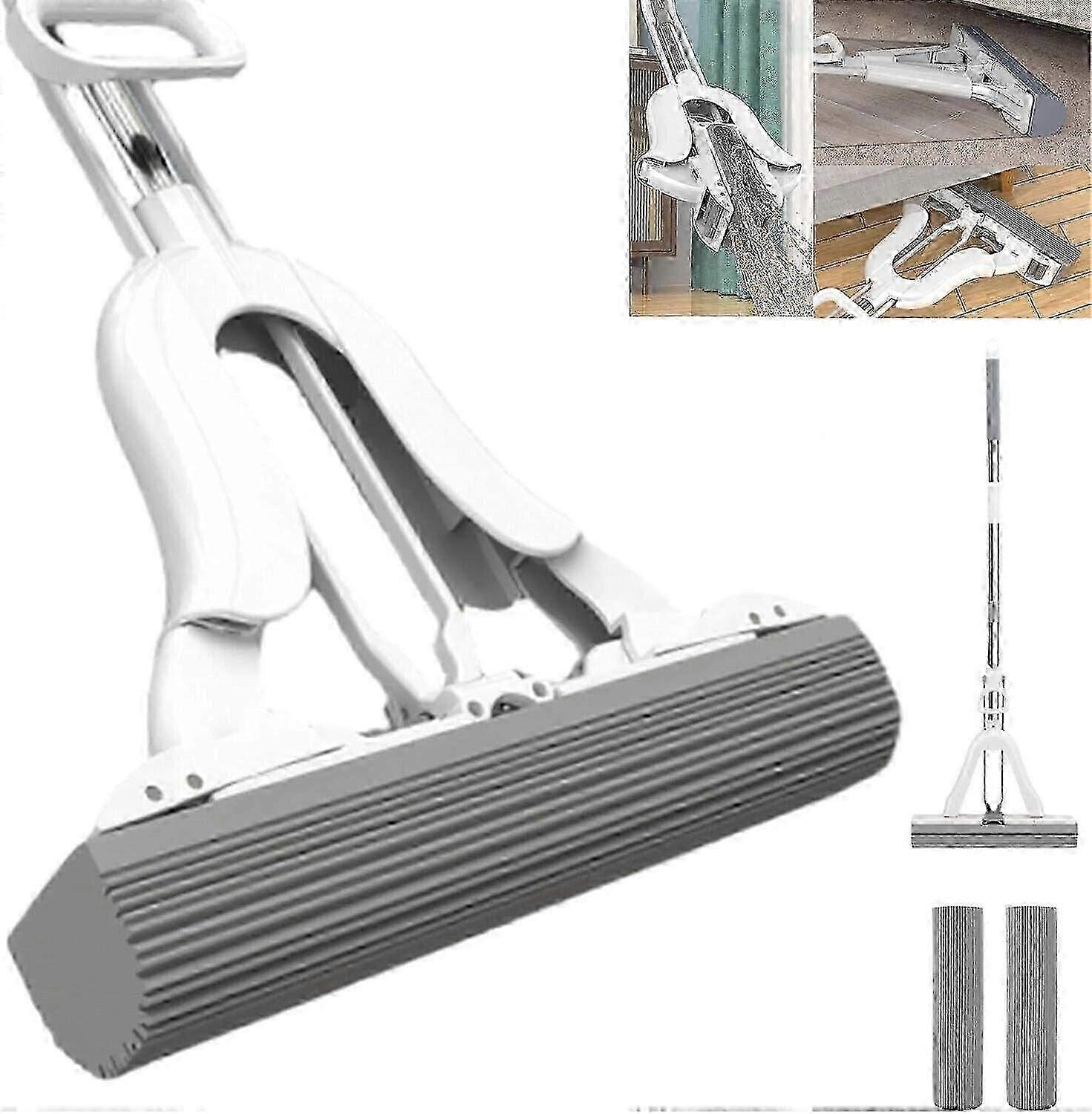 Foldable Hand-Washable Sponge Mop with Self-Squeezing Function for Easy Cleaning and Storage
