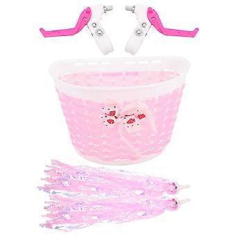 Bike Handlebar Tassel Decorative Bike Basket for Kids 1Set Pink Accessories