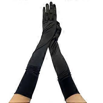 Women's Vintage Full Finger Gloves compatible withBridal and Evening Events in Black and Pink