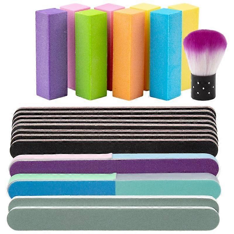 20/21Pcs Nail File and Buffer Professional Manicure Tools Rectangular Art Care Buffer Block Double Sided Nail Files