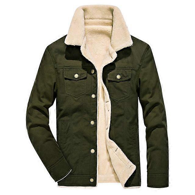 Winter Men's Thick Jacket Warm Button Casual Basic Style Turn- Down Collar Coat