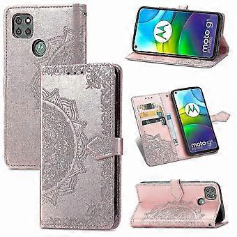 Motorola Moto G9 Power Case Leather Wallet Cover Emboss Mandala Magnetic Flip Protection Shockproof - Rose Gold