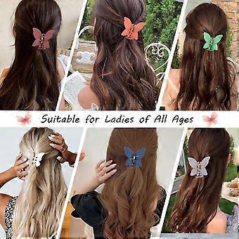 WQBLQH 12 Pcs Cute Butterfl Claw Hair Clips 2.6 Inch Non Slip Matte Jaw 12 Colors Strong Hold Butterfl Hair Clamps for Women Girls Thick Thin Hair Cla