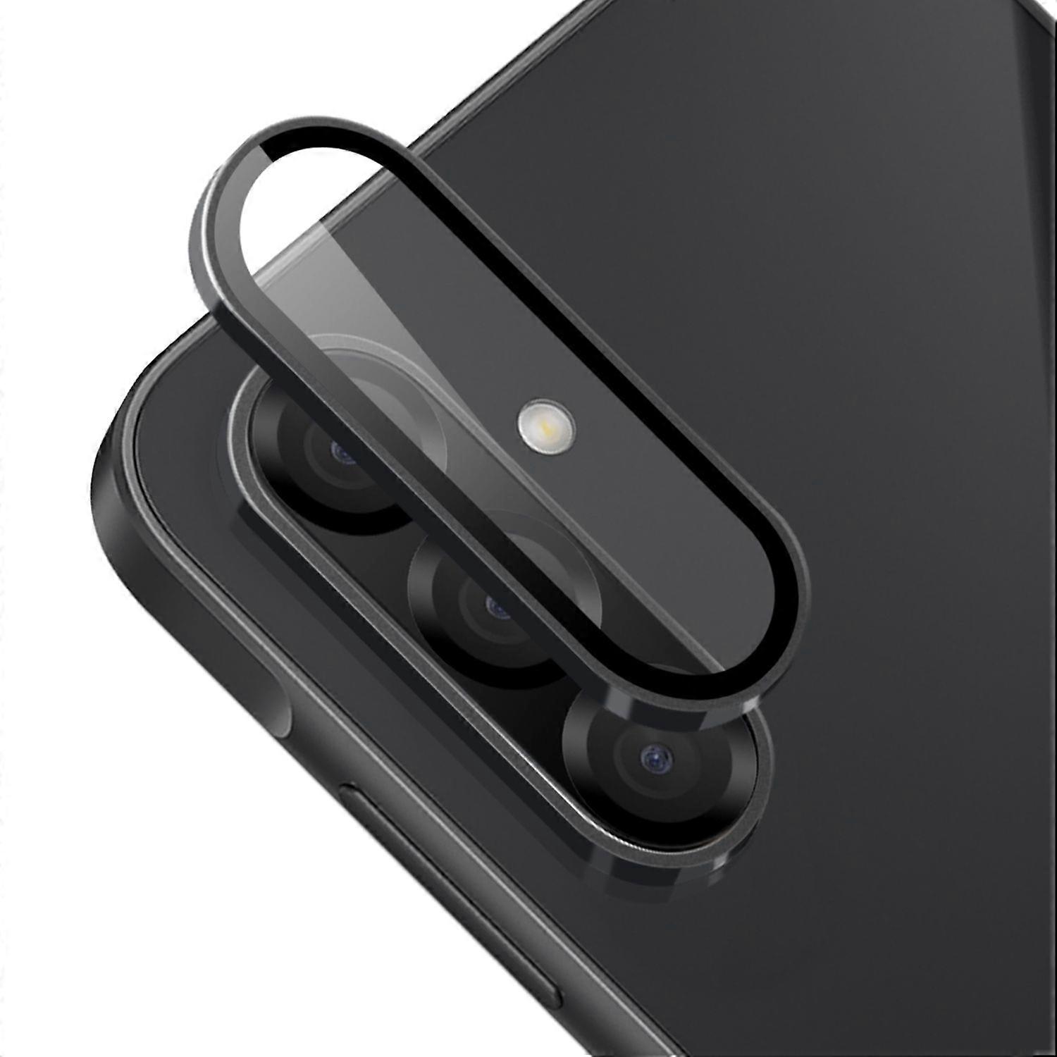 For Samsung Galaxy A26 / A36 / A56 Aluminum Protective Ring Camera + H9 Tempered Glass Black