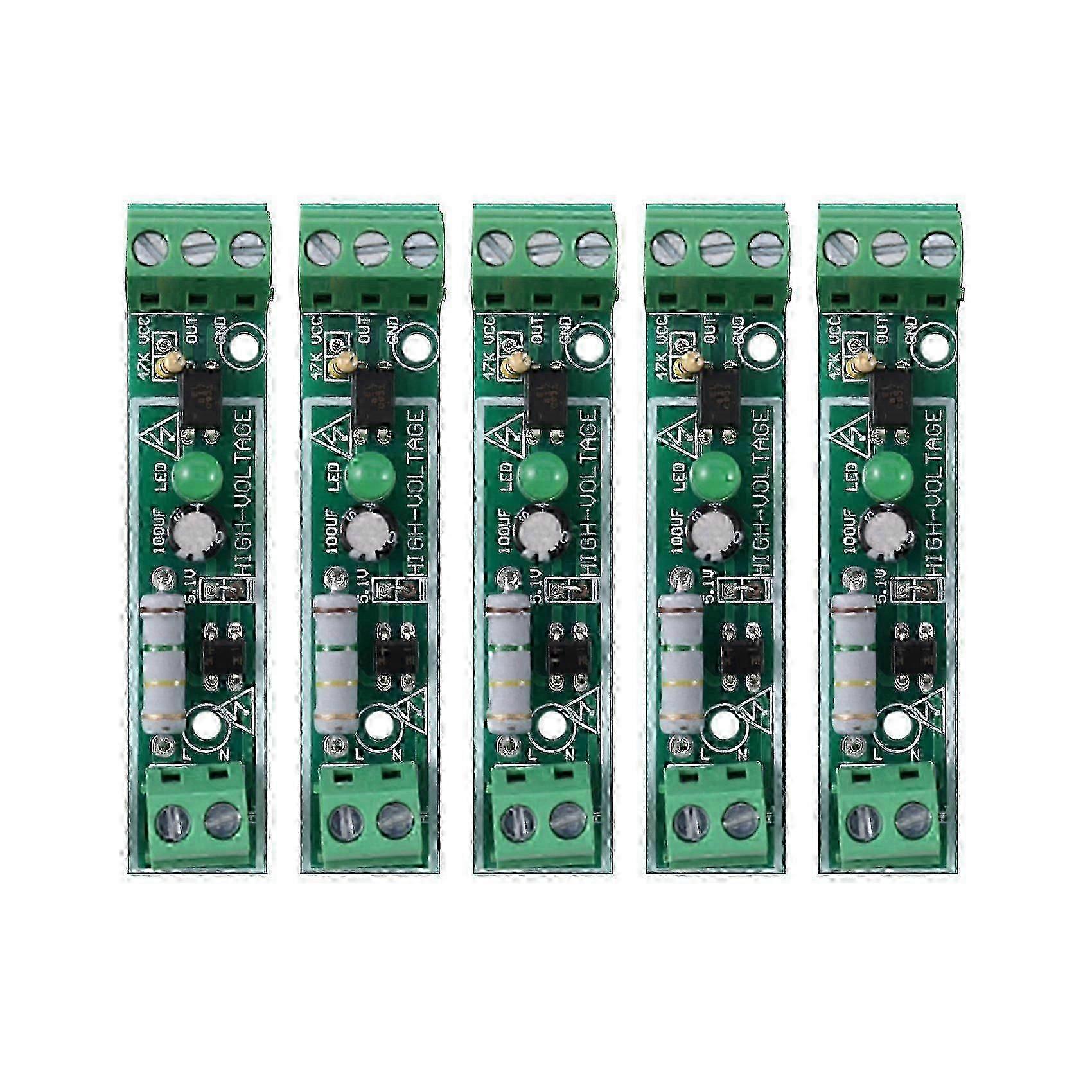 5PCS AC 220V Optocoupler Isolation Module Voltage Detector Board TTL 3-5V SCM Testing compatible with Microcontr