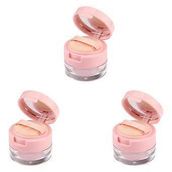 Loose Powder Container Set with Built-in Mirror and Puff, Travel Makeup Case 5g Refillable
