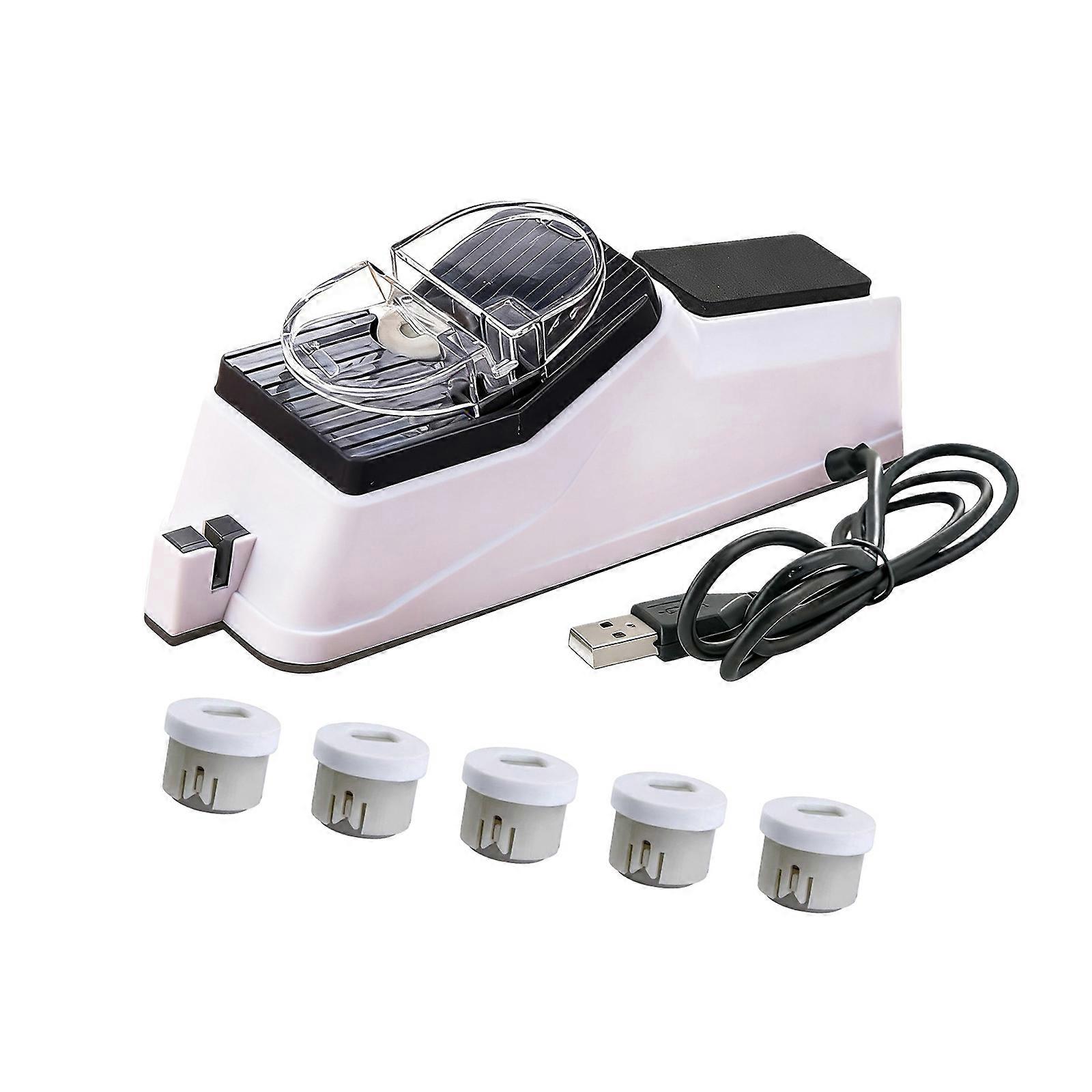 Automatic Blade Sharpener USB Electric Double Sided Scissors Sharpening Machine with Replacement Grinding Polishing Tool Multicolor